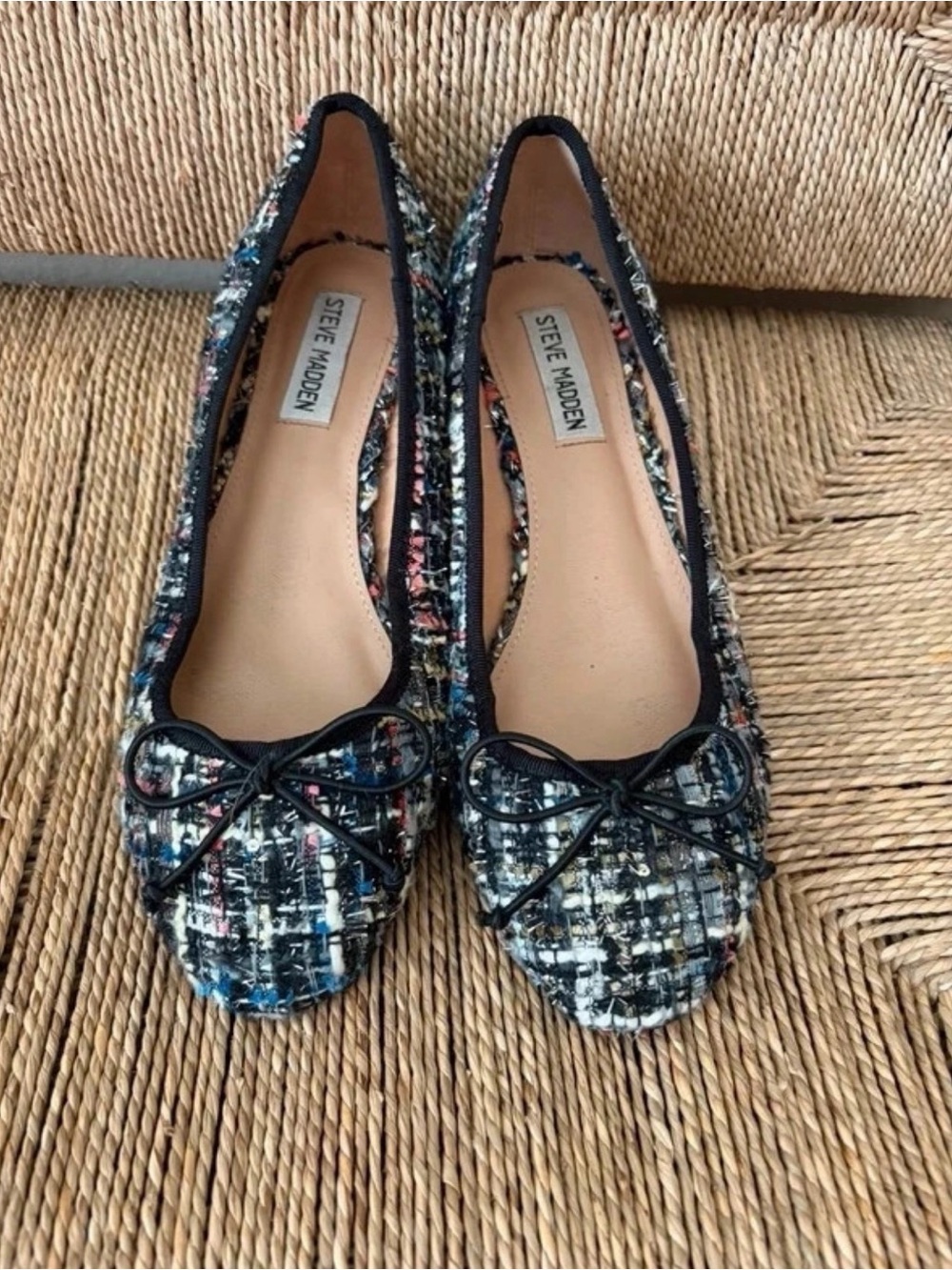 Steve Madden Tweed Ballet Flats in Black and Multi-Color
